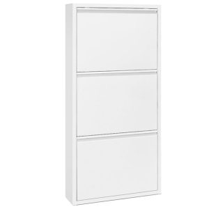 Bílý kovový botník Kave Home Ode 103 cm  - Výška103 cm- Šířka 50 cm