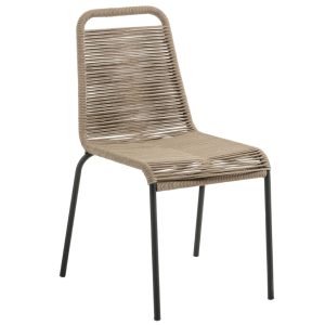 Béžová pletená jídelní židle Kave Home Lambton  - Výška84 cm- Šířka 42 cm