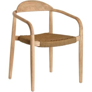Dřevěná jídelní židle Kave Home Nina s hnědým výpletem  - Výška78 cm- Šířka 56 cm