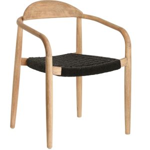 Dřevěná jídelní židle Kave Home Nina s černým výpletem  - Výška78 cm- Šířka 56 cm
