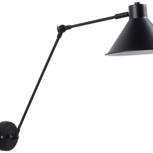 Černé kovové nástěnné světlo Kave Home Dione  - Výška57 cm- Šířka 20 cm