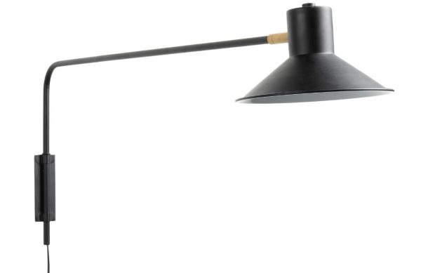 Černé kovové nástěnné světlo Kave Home Aria 86 cm  - Výška33 cm- Šířka 20 cm