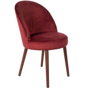 Červená sametová jídelní židle DUTCHBONE Barbara  - Výška85