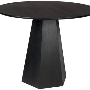 Černý kulatý jasanový jídelní stůl ZUIVER PILAR 100 cm  - Průměr100 cm- Výška 76 cm
