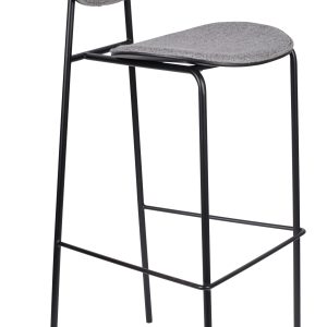 White Label Šedá látková barová židle WLL Donny 76 cm  - Výška107 cm- Šířka 39 cm