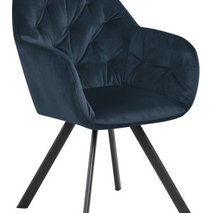 Scandi Tmavě modrá sametová jídelní židle Thalia  - Výška81