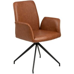 Scandi Hnědá koženková otočná jídelní židle Luisa  - Výška88 cm- Šířka 59 cm
