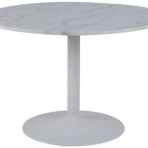 Scandi Bílý mramorový kulatý jídelní stůl Theon 110 cm  - Výška75 cm- Průměr 110 cm