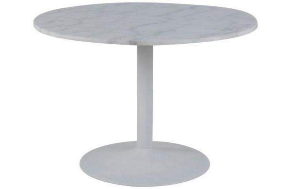 Scandi Bílý mramorový kulatý jídelní stůl Theon 110 cm  - Výška75 cm- Průměr 110 cm