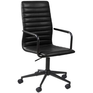 Scandi Černá koženková kancelářská židle Aqua  - Výška103 cm- Šířka 58 cm