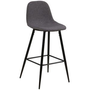 Scandi Tmavě šedá látková barová židle Wanda 73 cm s černou podnoží  - Šířka46