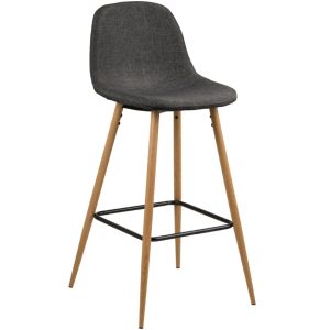 Scandi Tmavě šedá látková barová židle Wanda 73 cm s dubovou podnoží  - Šířka46