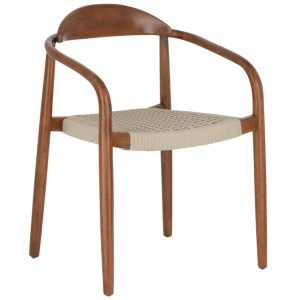 Ořechová dřevěná jídelní židle Kave Home Nina s béžovým výpletem  - Výška78 cm- Šířka 56 cm