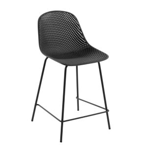 Tmavě šedá plastová barová židle Kave Home Quinby 65 cm  - Výška97 cm- Šířka 49 cm
