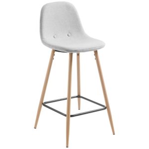 Světle šedá látková barová židle Kave Home Nolite 65 cm  - Výška91 cm- Šířka 47 cm
