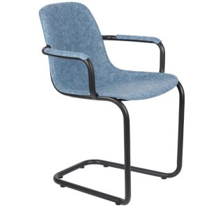 Modrá plastová konferenční židle ZUIVER THIRSTY s područkami  - Výška78