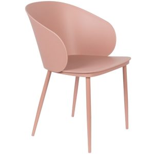 White Label Růžová plastová jídelní židle WLL Gigi  - Výška81 cm- Šířka 57 cm