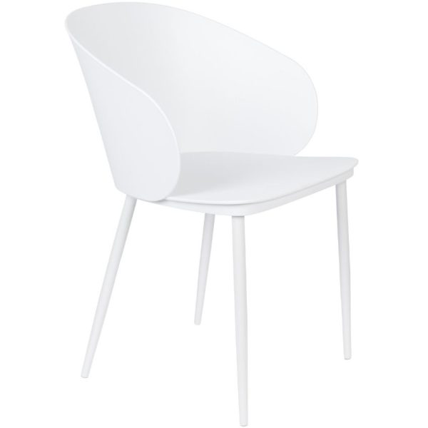 White Label Bílá plastová jídelní židle WLL Gigi  - Výška81 cm- Šířka 57 cm