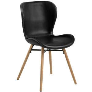 Scandi Vintage černá koženková jídelní židle Matylda  - Výška82