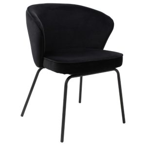 Hoorns Černá sametová jídelní židle Merit  - Výška77 cm- Šířka 60 cm