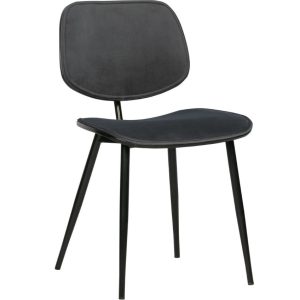 Hoorns Tmavě šedá sametová jídelní židle Gia  - Výška78 cm- Šířka 46 cm