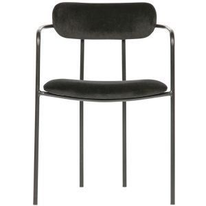Hoorns Černá sametová jídelní židle Ivory  - Výška74 cm- Šířka 52 cm