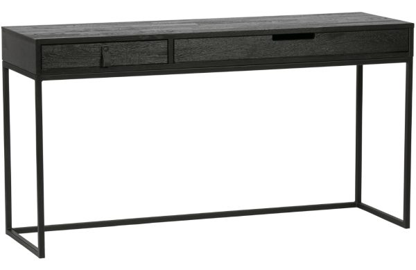 Hoorns Černý jasanový pracovní stůl Frax 140 x 44 cm  - Výška75 cm- Šířka 140 cm