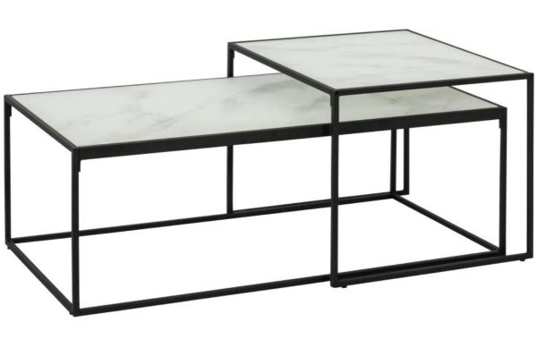 Scandi Set skleněných konferenčních stolků Morgan 100 x 55 cm  - Výška43 cm- Šířka 100  cm