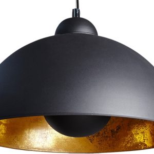 Moebel Living Černozlaté kovové závěsné světlo Sydney 55 cm  - Výška35 cm- Průměr 55 cm