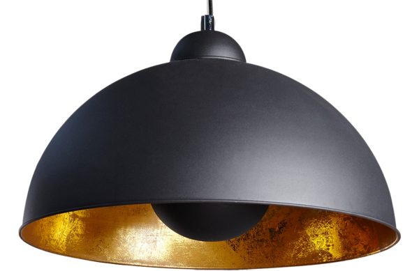 Moebel Living Černozlaté kovové závěsné světlo Sydney 55 cm  - Výška35 cm- Průměr 55 cm