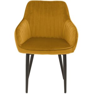 Moebel Living Žlutá sametová jídelní židle Sige  - Šířka60 cm- Výška 84 cm