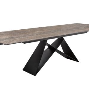 Moebel Living Hnědý keramický rozkládací jídelní stůl Rosario 180-260 cm  - Výška76 cm- Šířka 180/220/260 cm