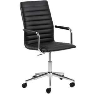 Scandi Černá koženková kancelářská konferenční židle Aqua s chromovou podnoží  - Výška103 cm- Šířka 58 cm