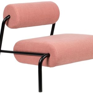 Růžové látkové lounge křeslo ZUIVER LEKIMA  - Výška70 cm- Šířka 87 cm