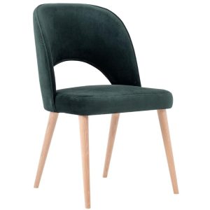 Nordic Design Tmavě zelená sametová jídelní židle Jolene  - Výška85 cm- Šířka 50 cm