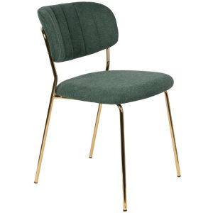 White Label Zelená látková jídelní židle WLL Jolien se zlatou podnoží  - Výška79 cm- Šířka 49 cm