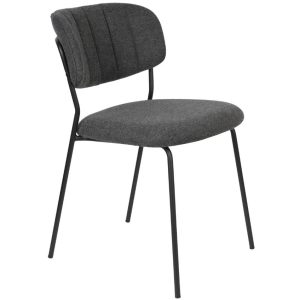 White Label Šedá látková jídelní židle WLL Jolien s černou podnoží  - Výška79 cm- Šířka 49 cm