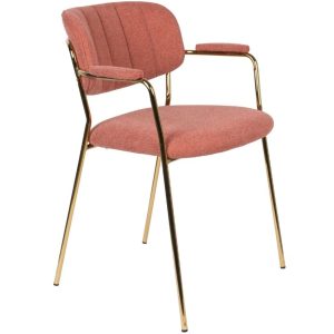 White Label Růžová látková jídelní židle WLL Jolien s područkami  - Výška79 cm- Šířka 60