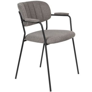 White Label Světle šedá látková jídelní židle WLL Jolien s područkami  - Výška79 cm- Šířka 60