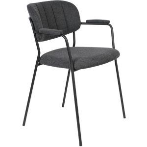 White Label Šedá látková jídelní židle WLL Jolien s područkami  - Výška79 cm- Šířka 60