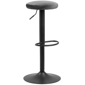 Scandi Šedá sametová barová stolička Olly 62-82 cm  - Výška62-82 cm- Průměr 40 cm