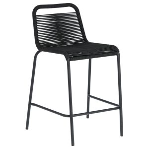 Černá pletená barová židle Kave Home Lambton 62 cm  - Výška88 cm- Šířka 48 cm