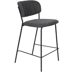 White Label Šedá látková barová židle WLL Jolien 65 cm  - Výška89 cm- Šířka 48 cm
