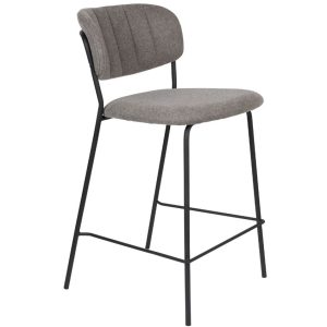 White Label Světle šedá látková barová židle WLL Jolien 65 cm  - Výška89 cm- Šířka 48 cm