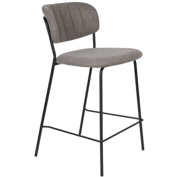 White Label Světle šedá látková barová židle WLL Jolien 65 cm  - Výška89 cm- Šířka 48 cm