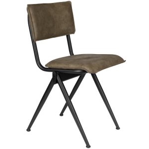 Tmavě zelená koženková jídelní židle DUTCHBONE Willow  - Výška82
