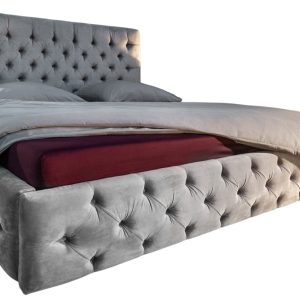 Moebel Living Stříbrno šedá sametová postel Vivian 180 x 200 cm  - Výška138 cm- Šířka 210 cm