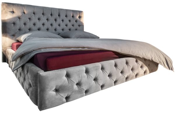 Moebel Living Stříbrno šedá sametová postel Vivian 180 x 200 cm  - Výška138 cm- Šířka 210 cm