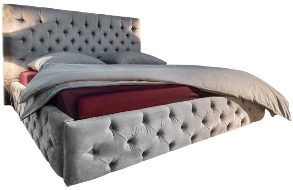 Moebel Living Stříbrno šedá sametová postel Vivian 160 x 200 cm  - Výška138 cm- Šířka 190 cm