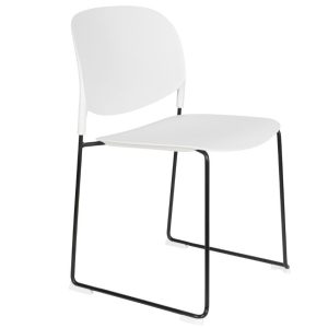 White Label Bílá plastová jídelní židle WLL Stacks  - Výška80 cm- Šířka 48